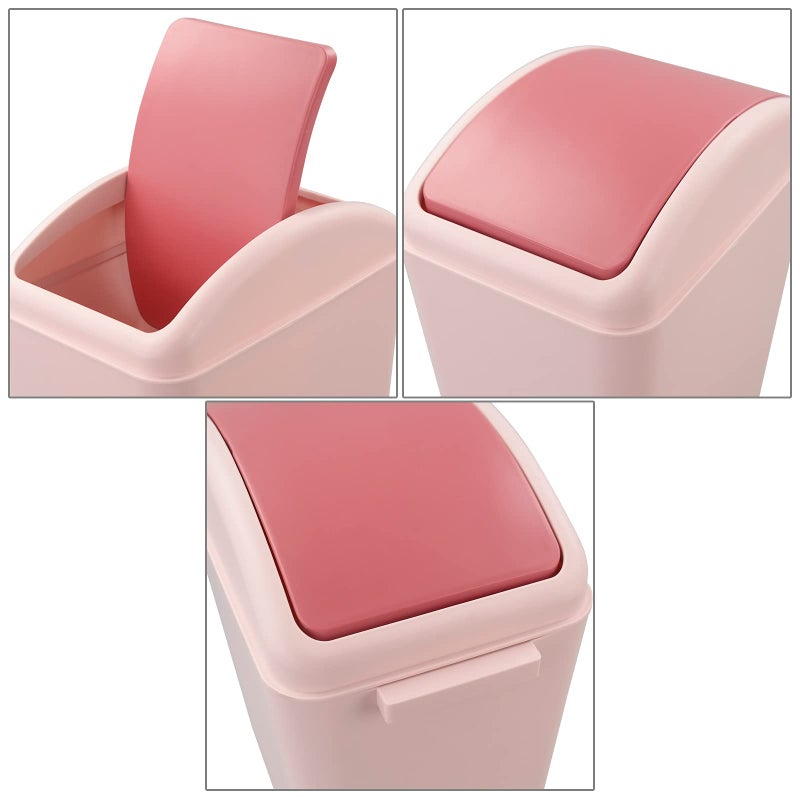 Kekow 4.5 Gallon Small Plastic Trash Can, Swing Lid Waste Can, Pink - Image 3
